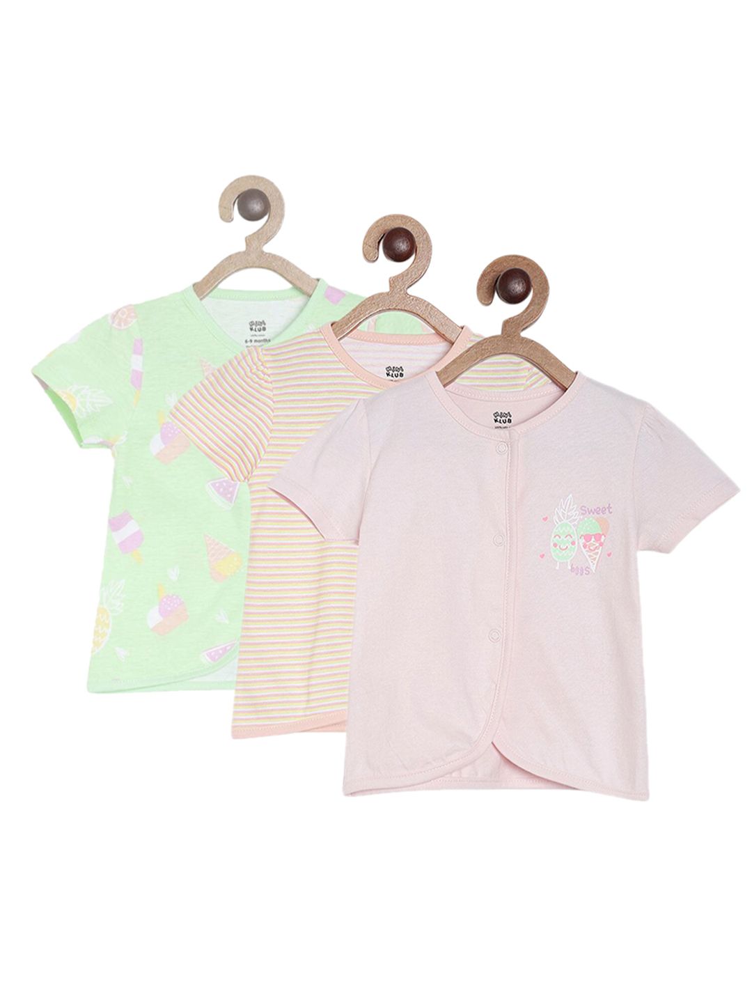 MINI KLUB Infant Girls Pack Of 3 Printed Pure Cotton Jhablas-picture-53