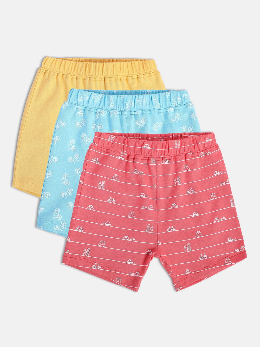 MINI KLUB Infant Boys Pack Of 3 Printed Pure Cotton Shorts-picture-13