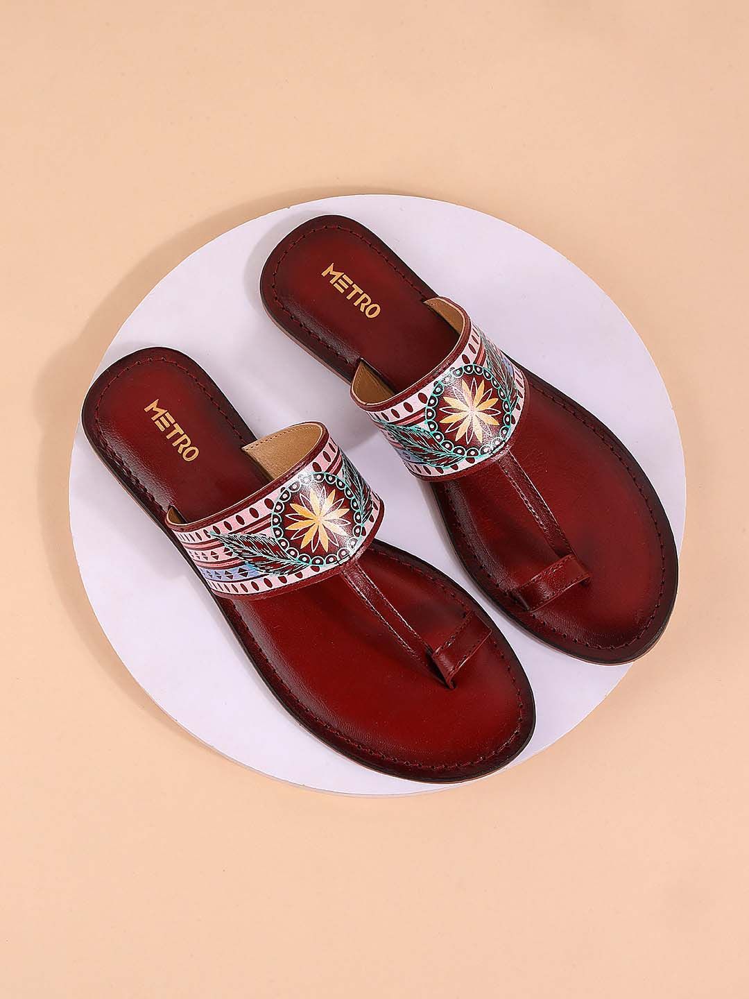 Metro Printed Leather One Toe Flats-picture-15