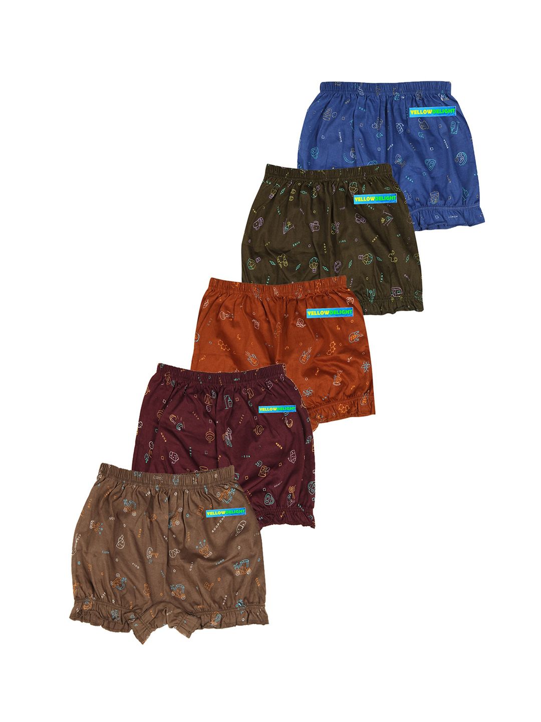 YELLOWDELIGHT Infants Girls Pack of 5 Printed Cotton Hipster Briefs