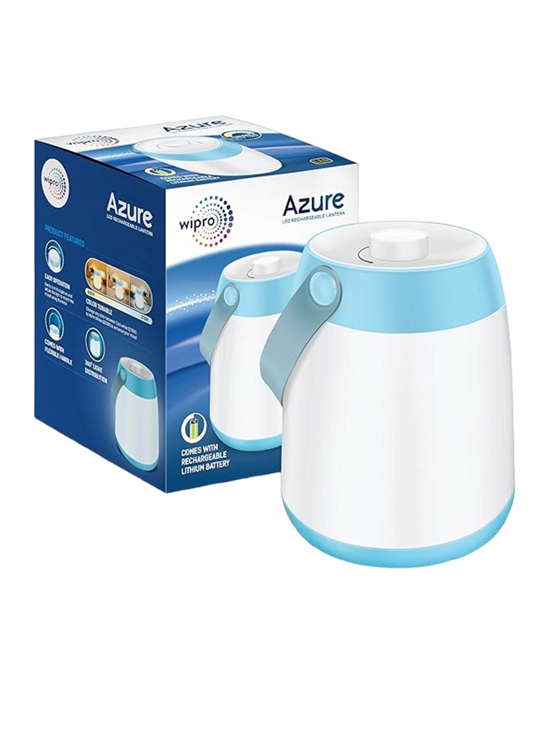 Wipro Azure White LED Rechargeable Lantern Table Lamp-image-3