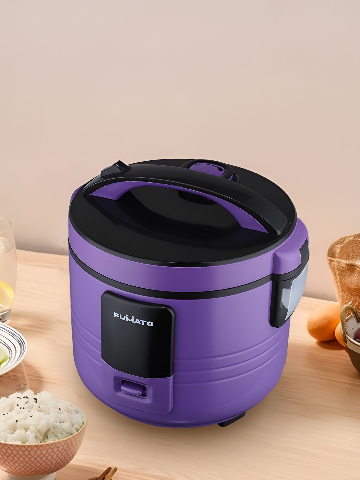 The Better Home Purple & Black Aluminium Electric Rice Cooker 1.5L