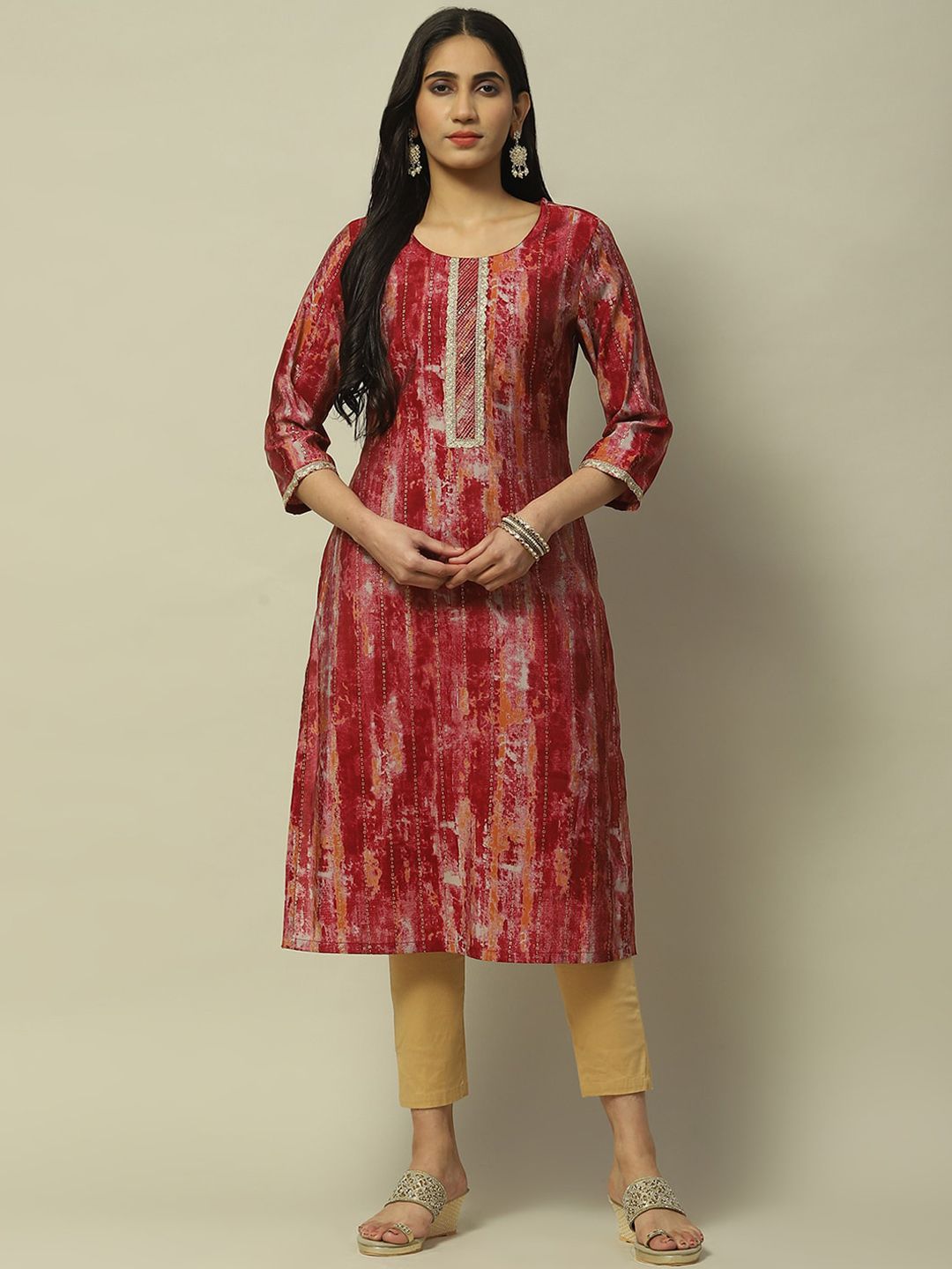 Rangriti Abstract Printed Regular Sleeves Strigth Kurta-picture-28