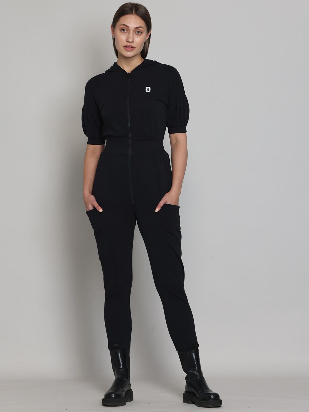 Muvazo Hooded Cotton Basic Jumpsuit-image-37