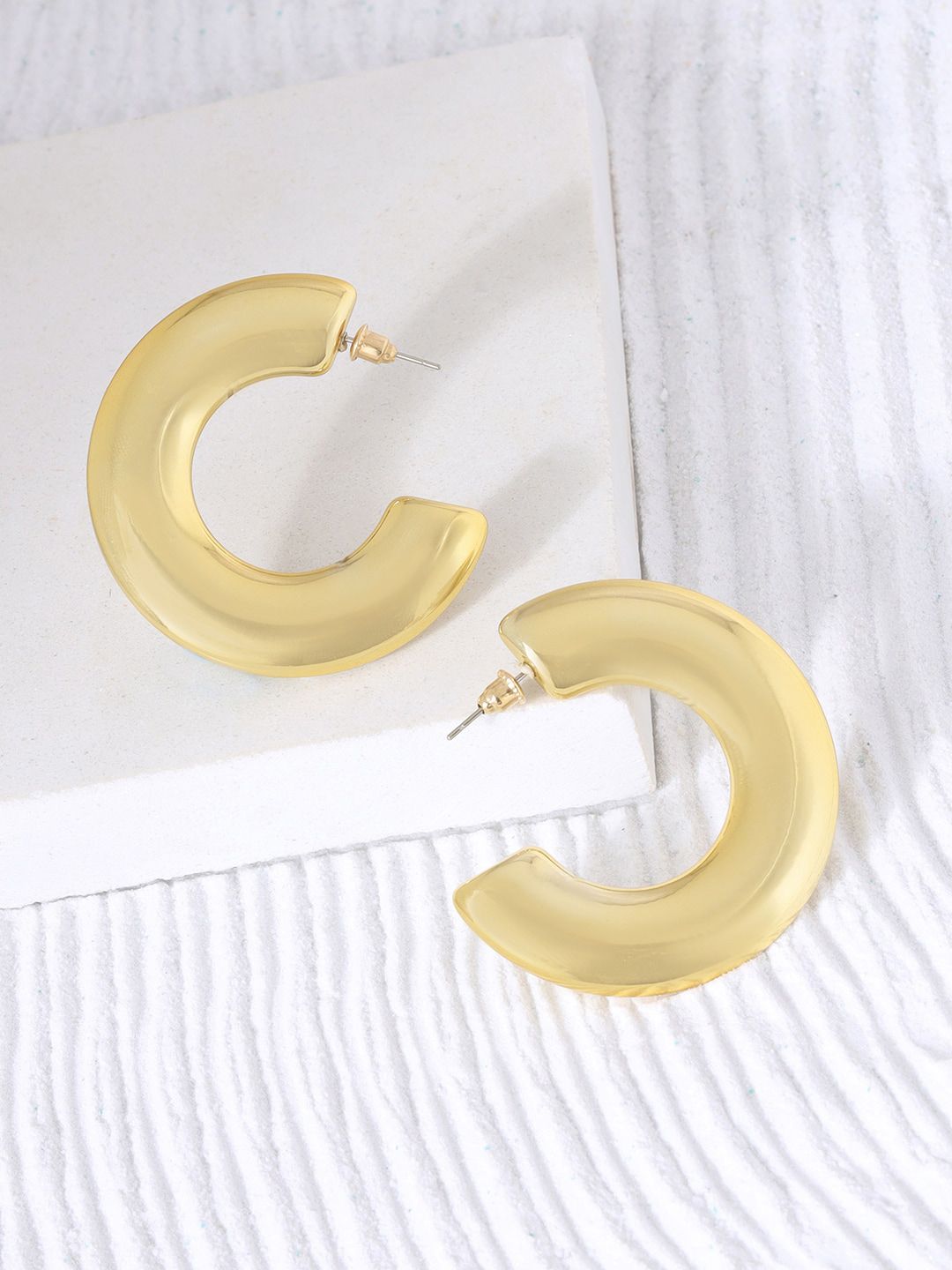 JOKER & WITCH Gold-Plated Contemporary Half Hoop Earrings-picture-33