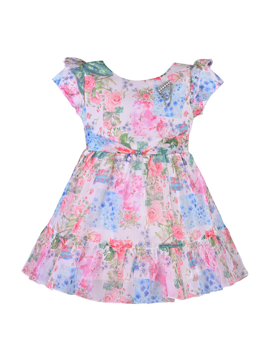 Wish Karo Girls Floral Print Satin Fit & Flare Dress-picture-35