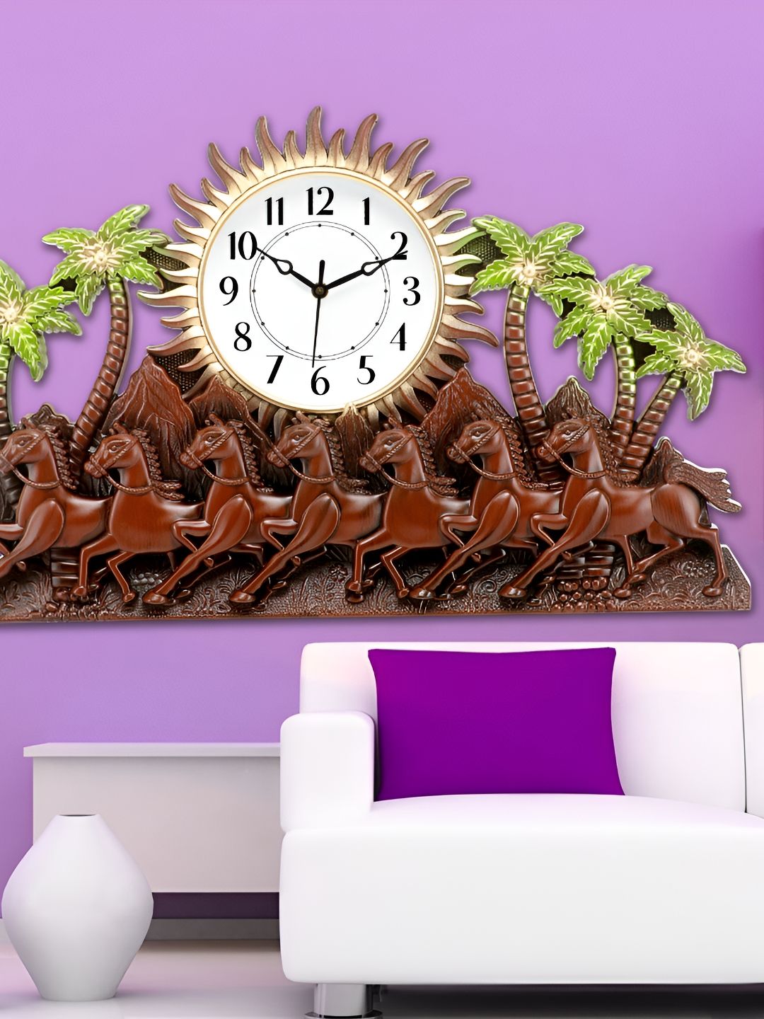 Attractionz Brown and White Analogue Contemporary Wall Clock-picture-20