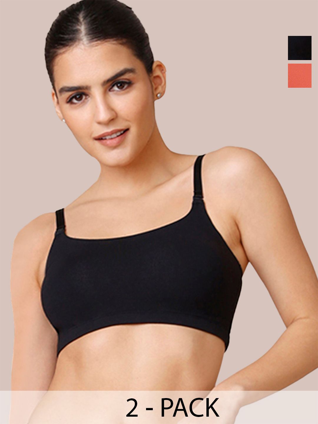 Nykd Pack Of 2 Half Coverage Lightly Padded Seamless Everyday Bras With All Day Comfort