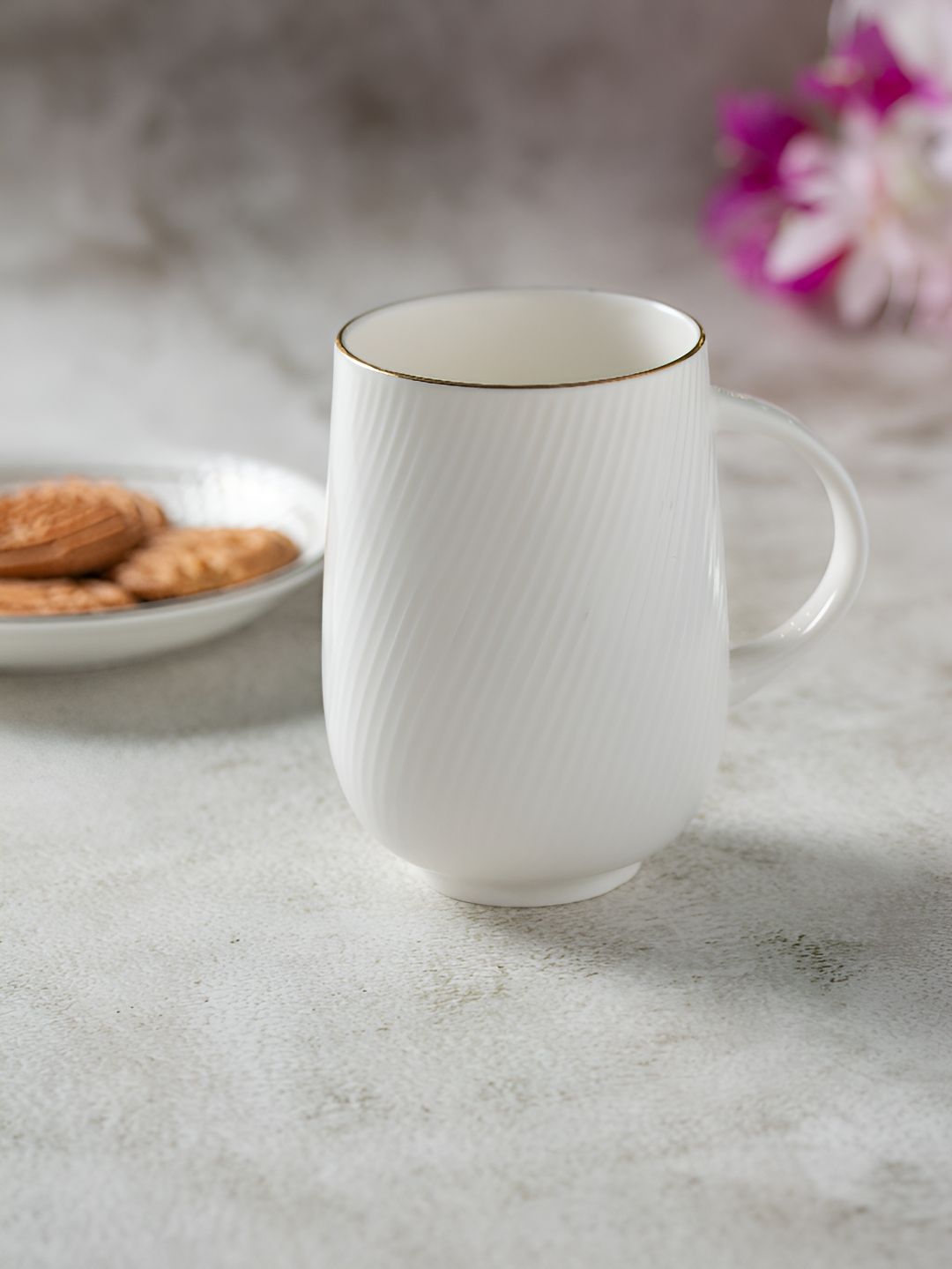 CLAY CRAFT White 2 Pieces Floral Printed Ceramic Glossy Mugs-image-38