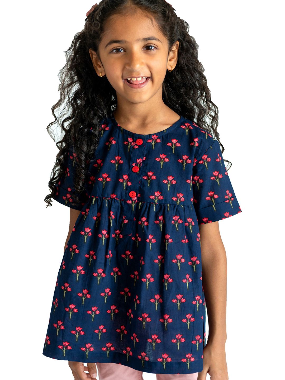 Campana Girls Floral Printed Cotton Peplum Top-picture-36
