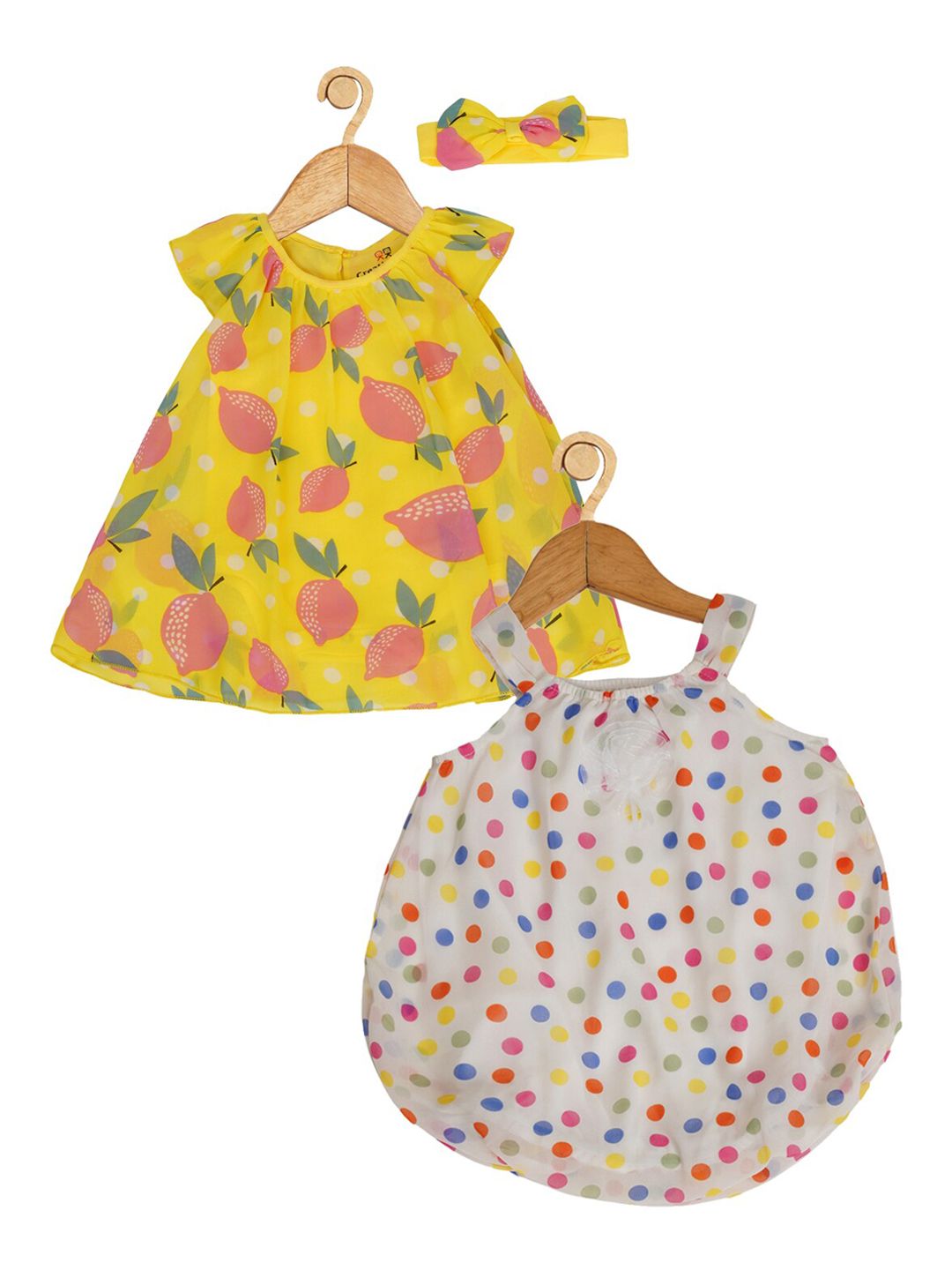 Creative Kids Infant Girls Pack of 2 Floral Printed Round Neck A-Line Dresses-picture-22