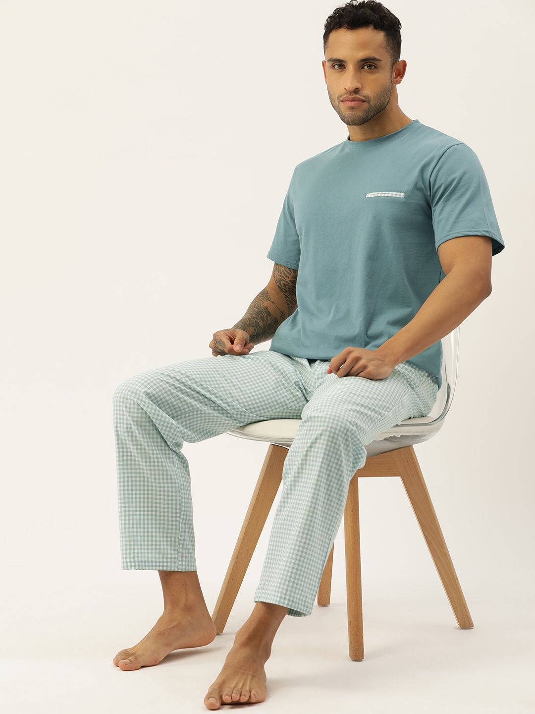 ETC Men Checked Pure Cotton Night Suit-picture-43