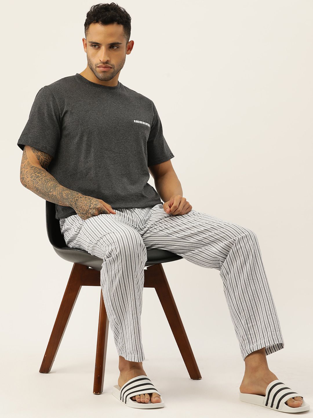 ETC Men Striped Pure Cotton Night Suit-picture-44