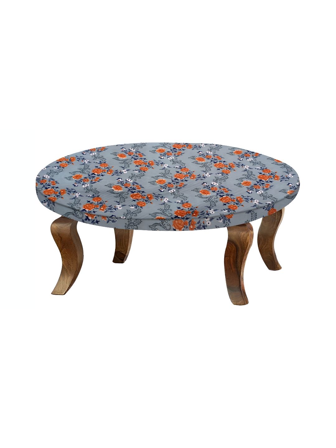 Stylista Blue & Orange Floral Printed Waterproof Round Elasticated 2 Seater Table Cover-picture-37