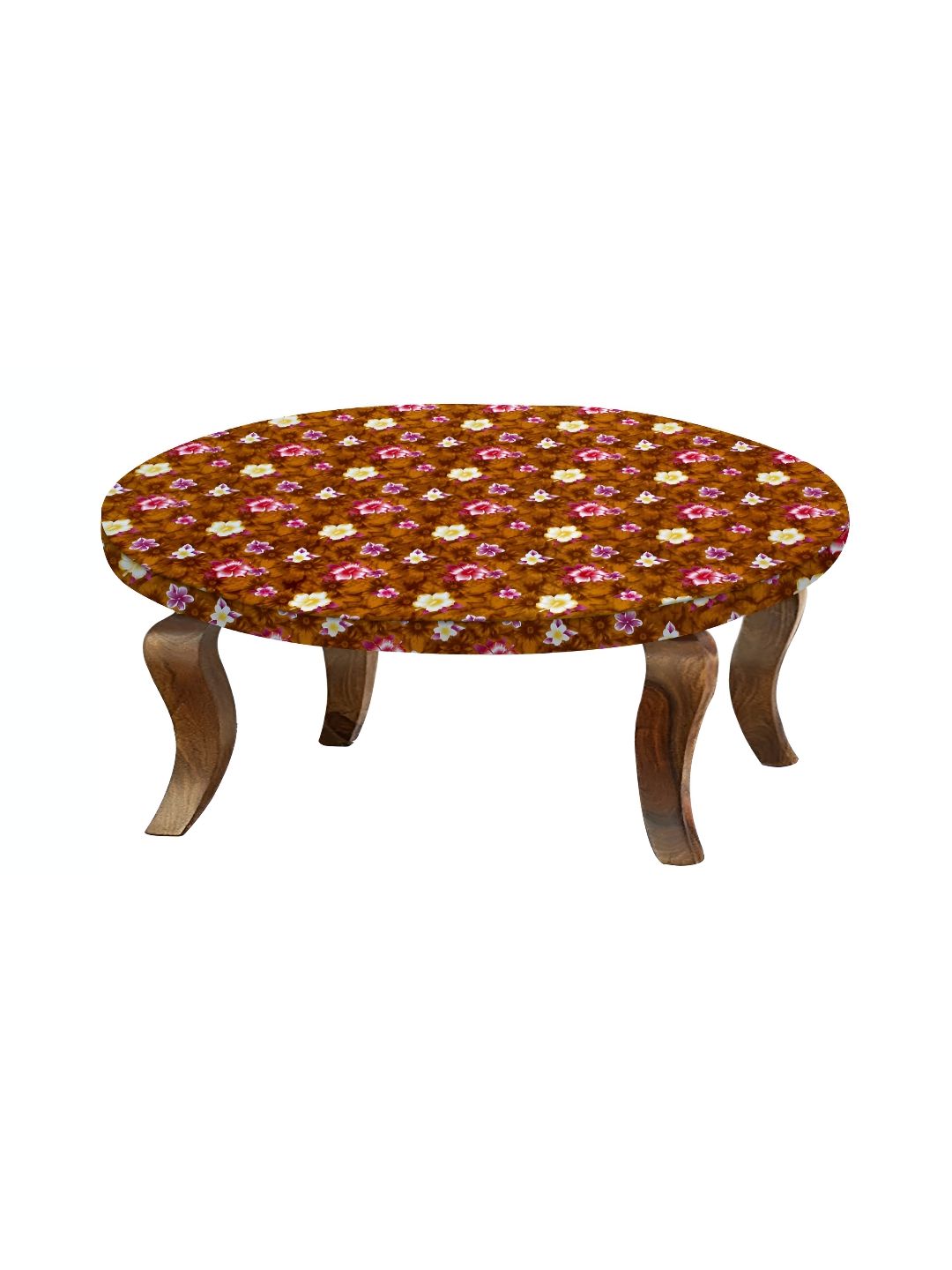 Stylista Orange & Pink Floral Printed Waterproof Elastic Round 2 Seater Table Cover-picture-19