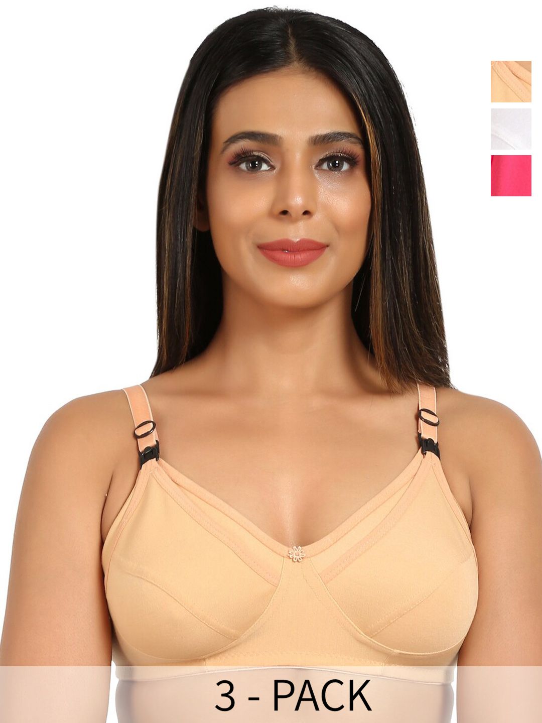 Mine4Nine Pack Of 3 Full Coverage Non Padded Maternity Bra With All Day Comfort-picture-22