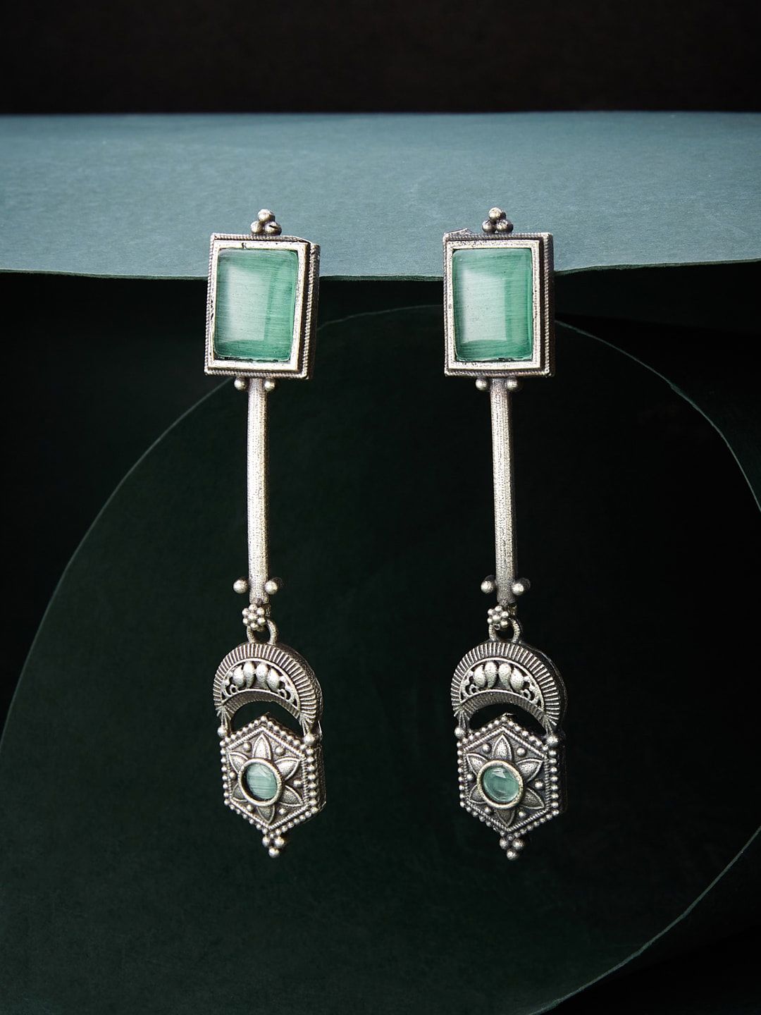 ATIBELLE Silver Plated Contemporary Drop Earrings