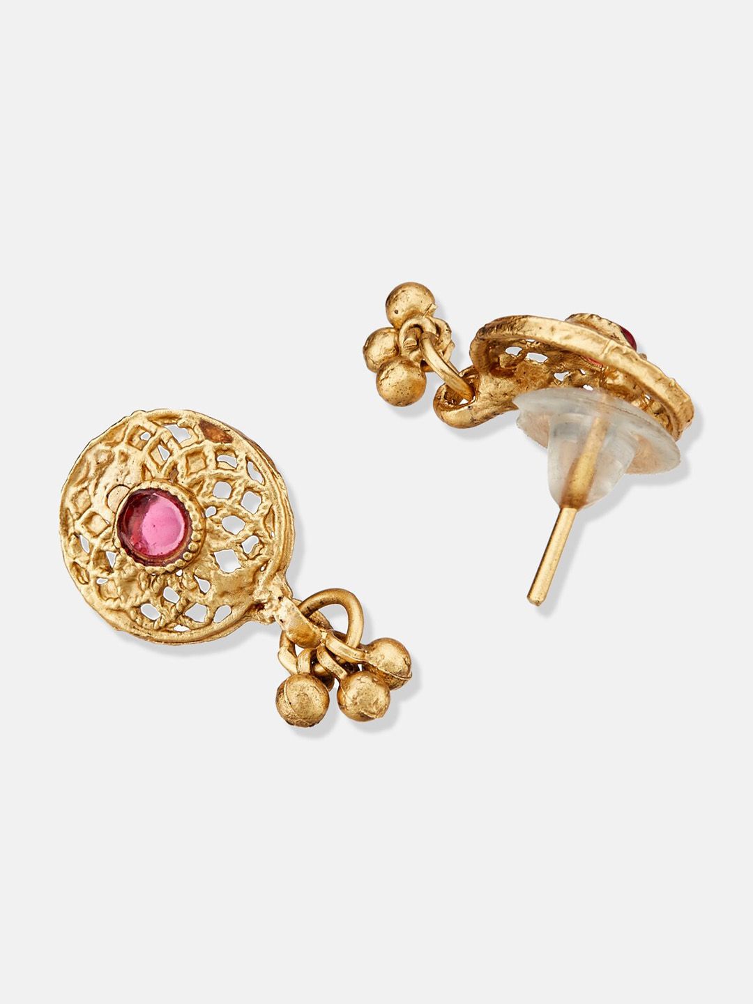ATIBELLE Gold-Plated Stones-Studded & Beaded Floral Mangalsutra With Earrings