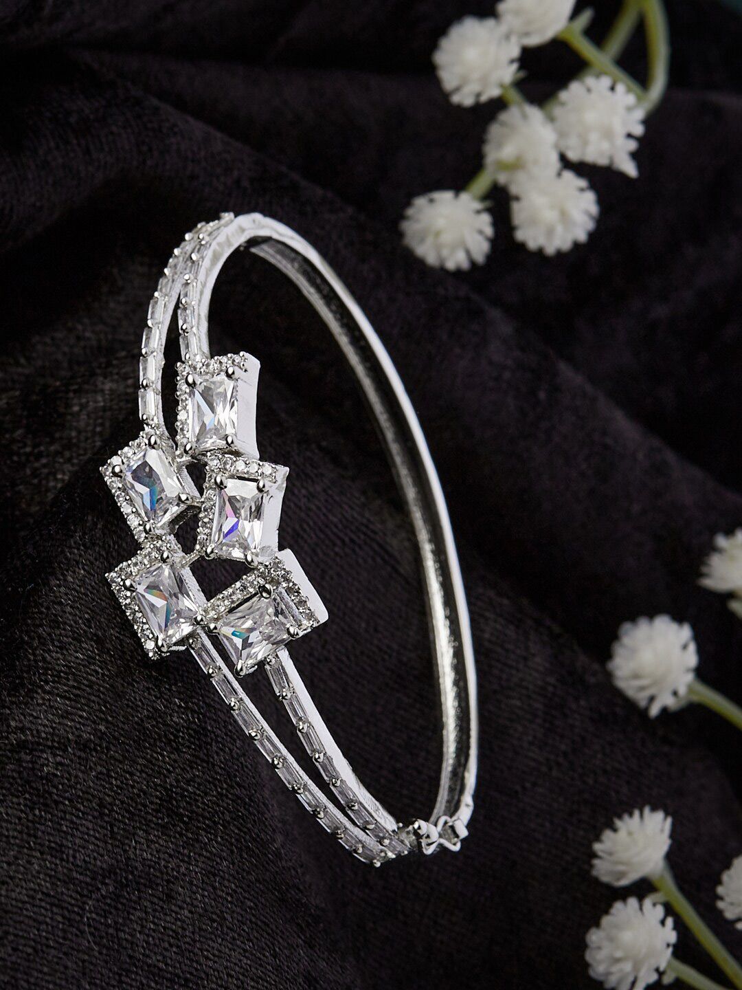 ATIBELLE Silver-Plated Cubic Zirconia Bangle-Style Bracelet