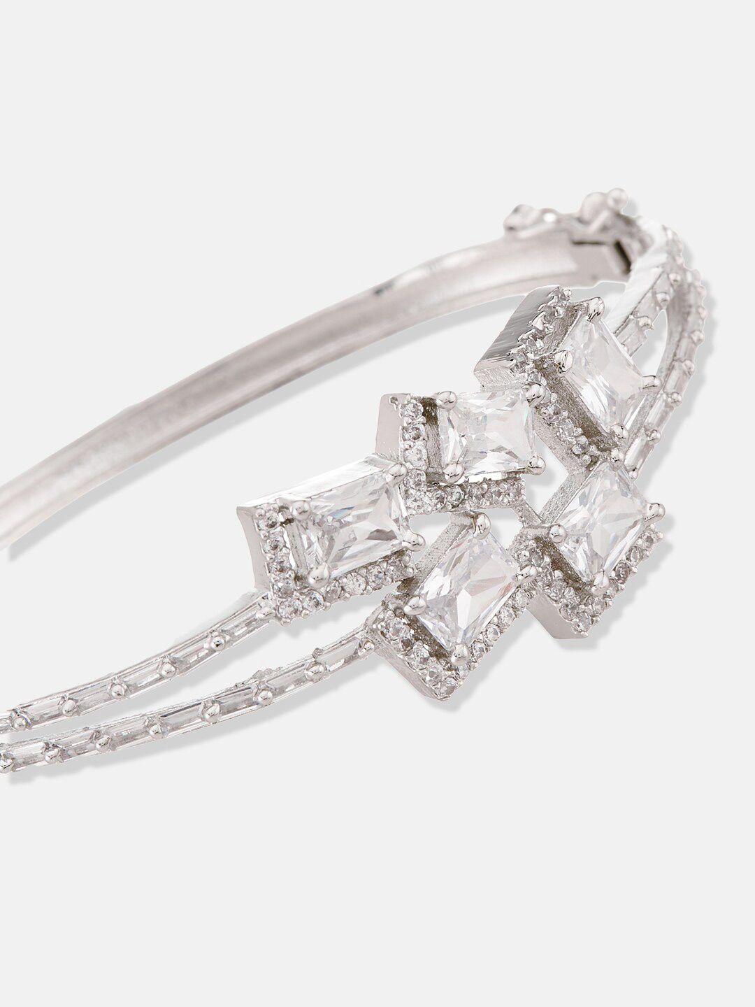 ATIBELLE Silver-Plated Cubic Zirconia Bangle-Style Bracelet