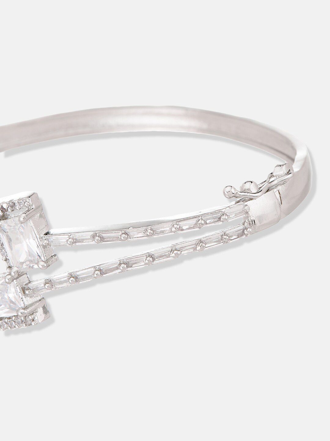 ATIBELLE Silver-Plated Cubic Zirconia Bangle-Style Bracelet