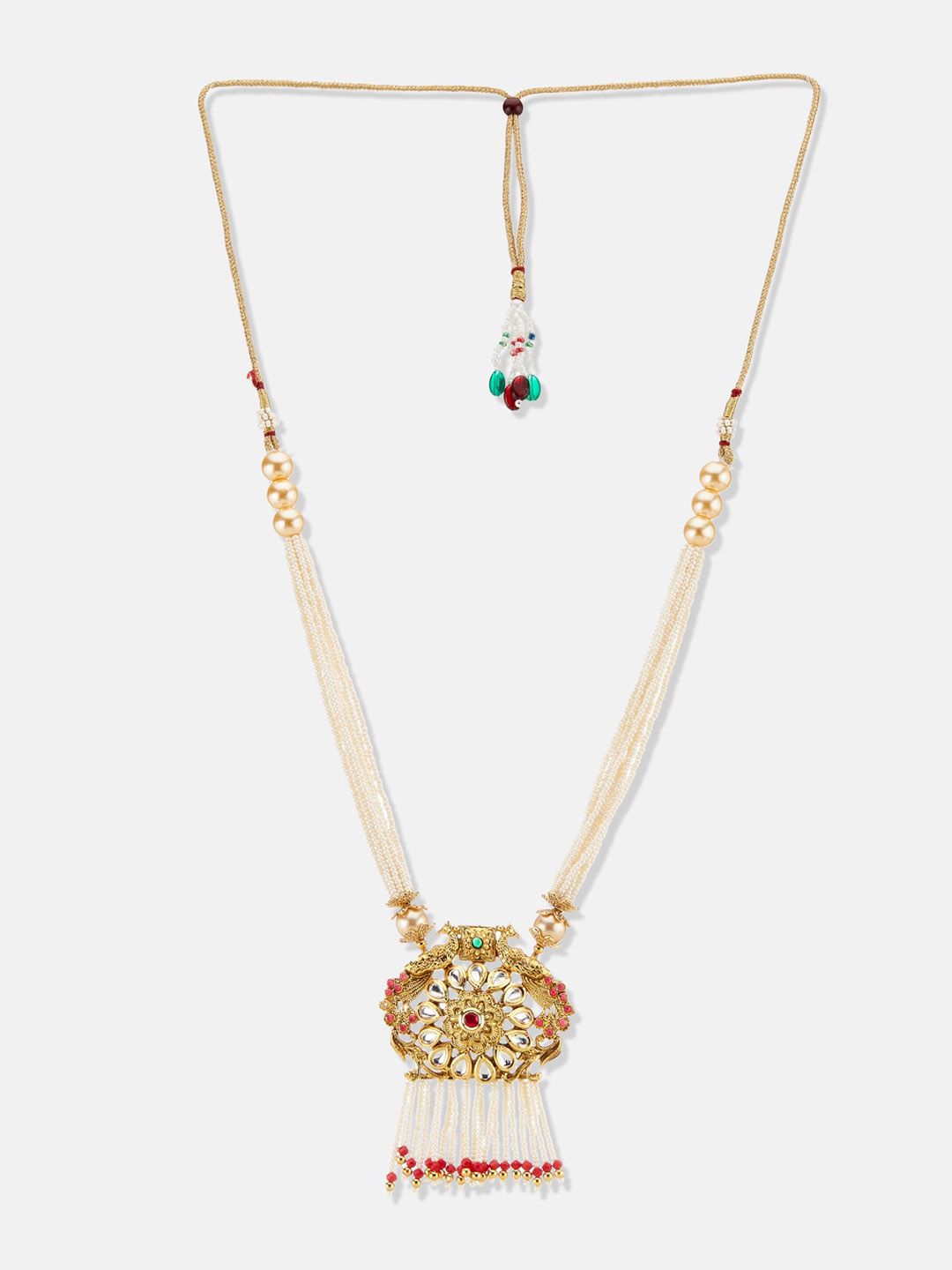 ATIBELLE Gold-Plated Kundan-Studded & Beaded Jewellery Set