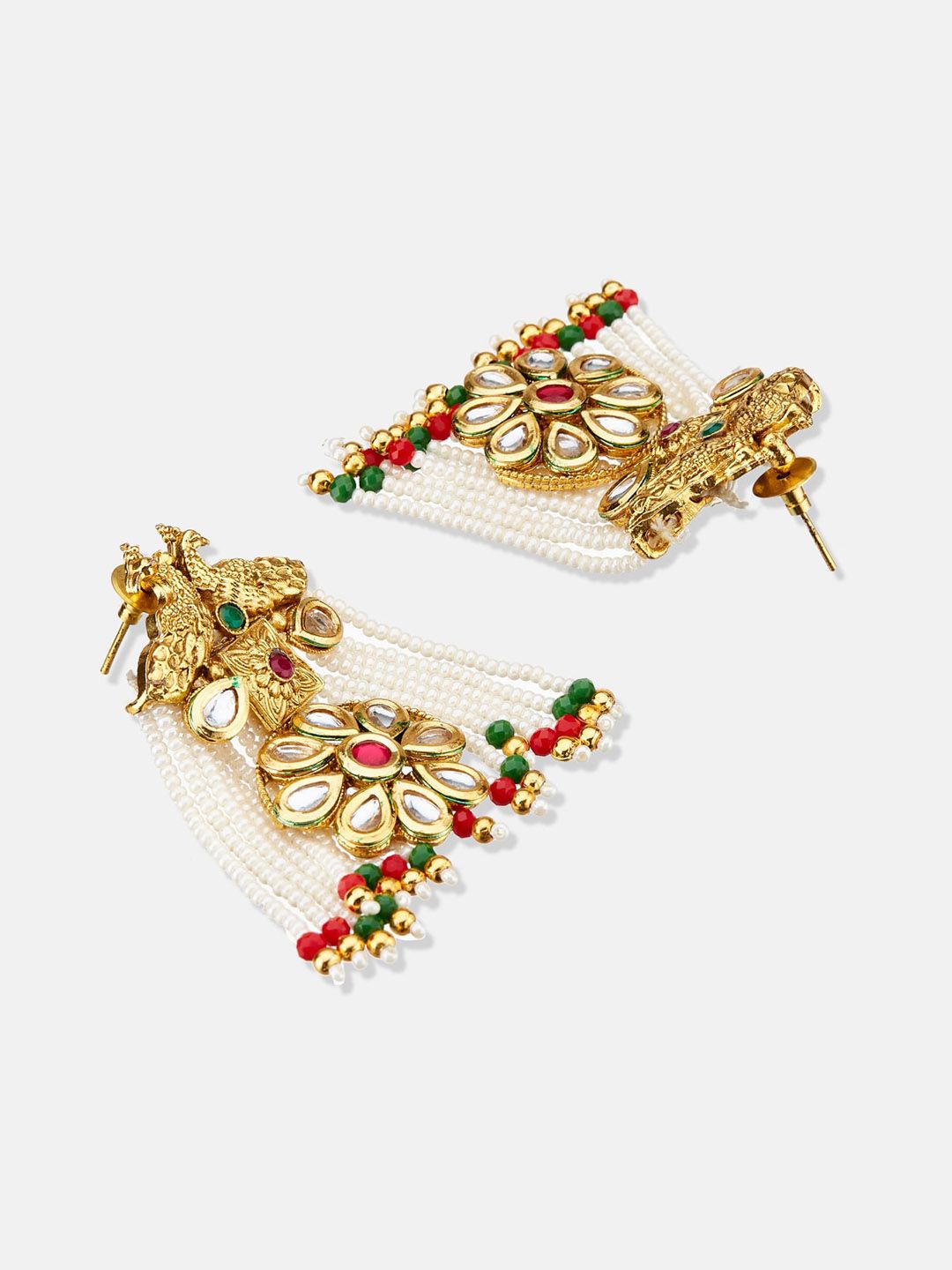 ATIBELLE Gold-Plated Kundan-Studded & Beaded Jewellery Set