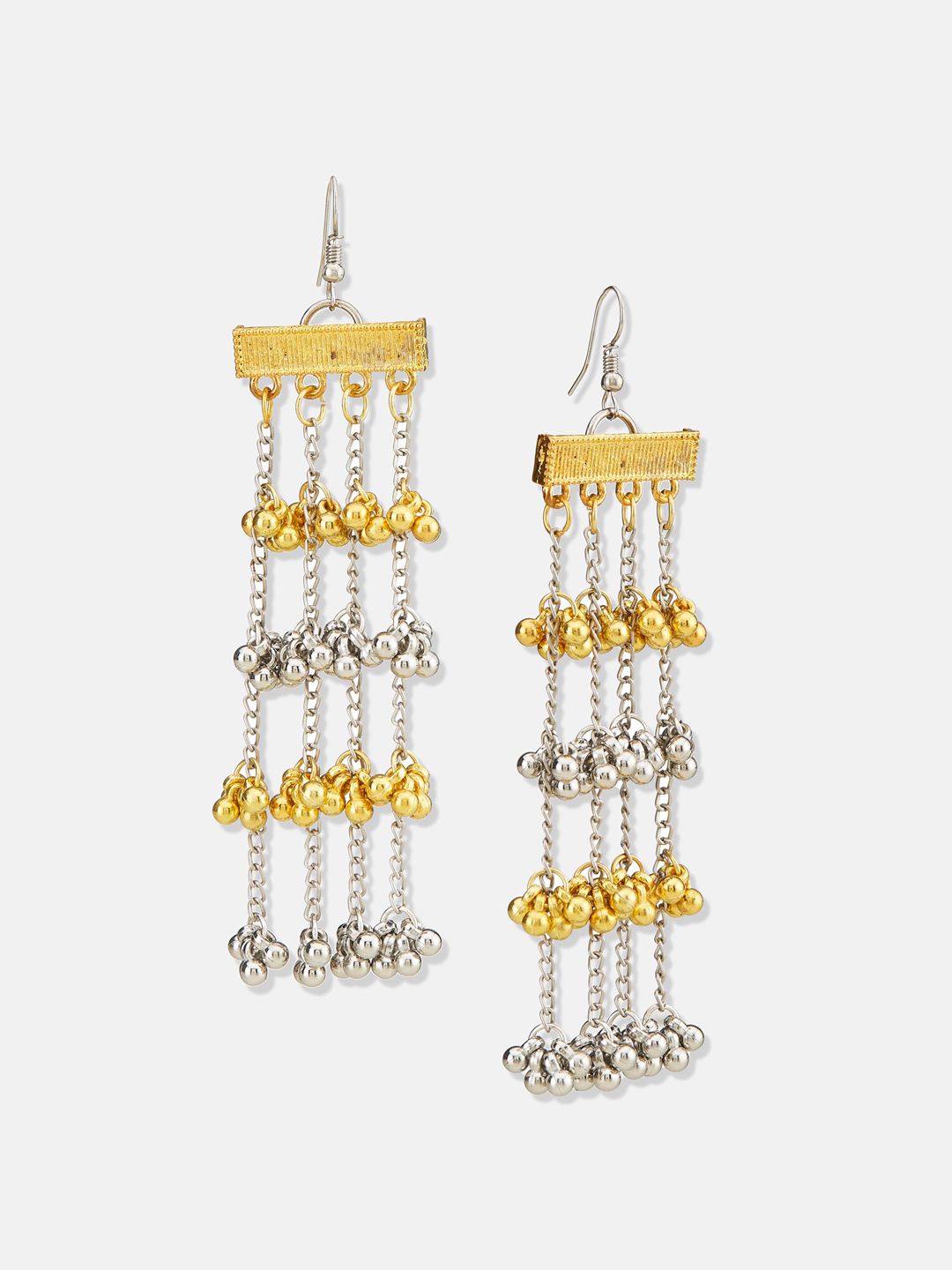 ATIBELLE German Silver Silver-Plated Artificial Stones Studded & Beads Beaded Earrings