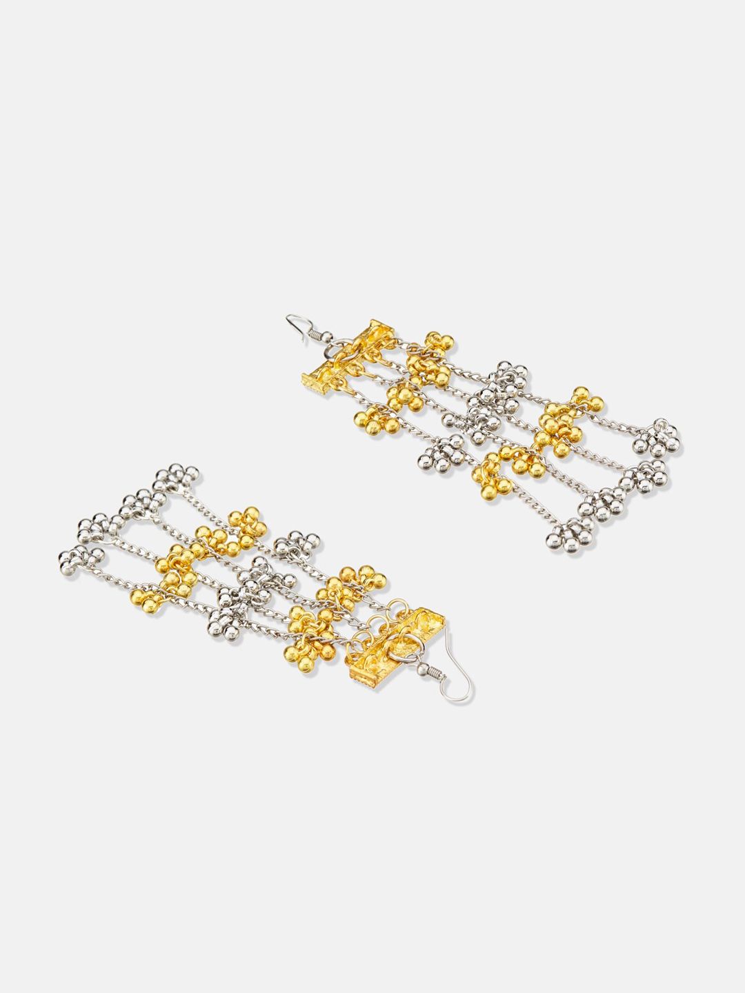 ATIBELLE German Silver Silver-Plated Artificial Stones Studded & Beads Beaded Earrings