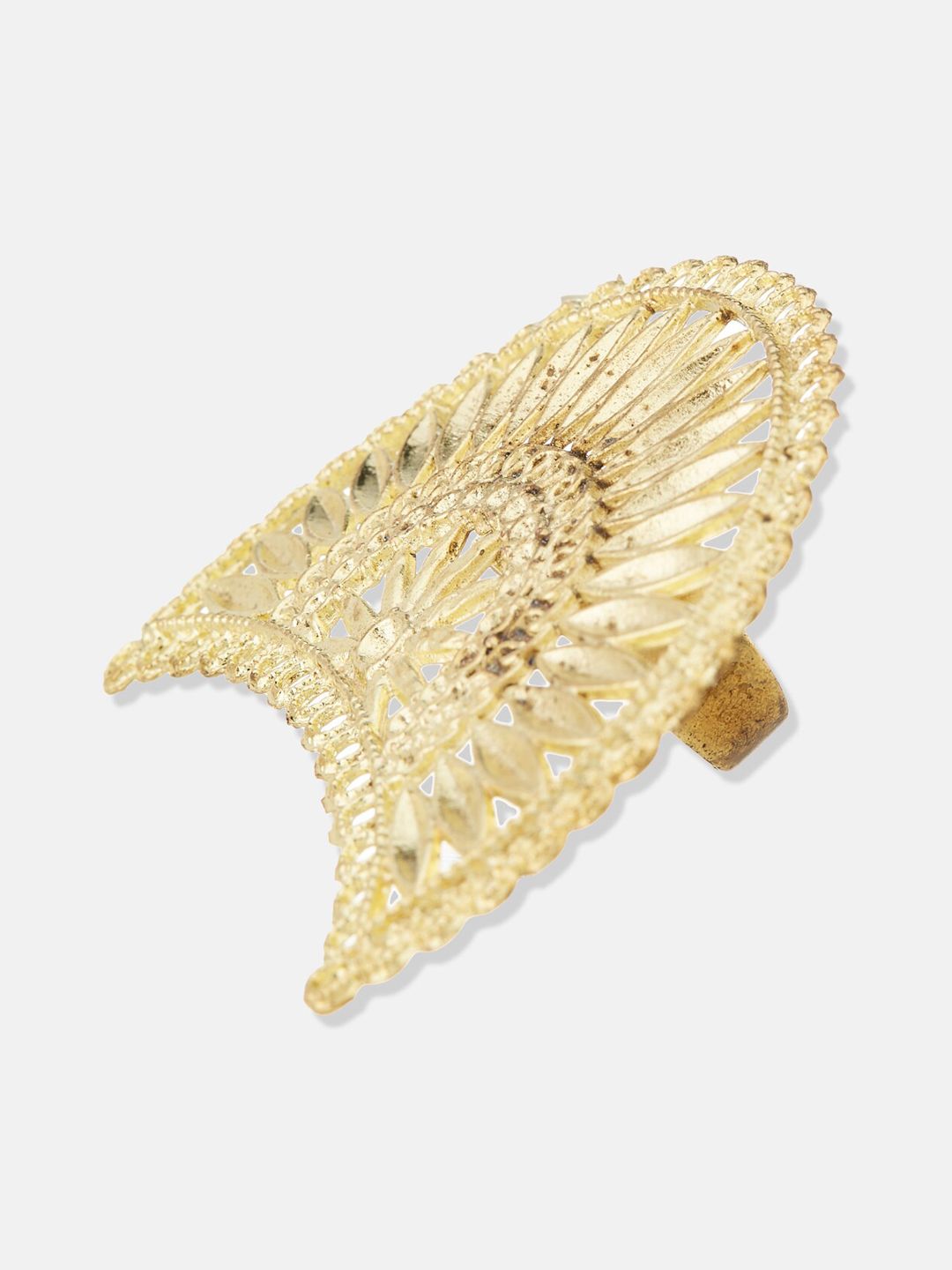 ATIBELLE Gold-Plated German Silver Crescent Moon Shaped Adjustable Finger Ring