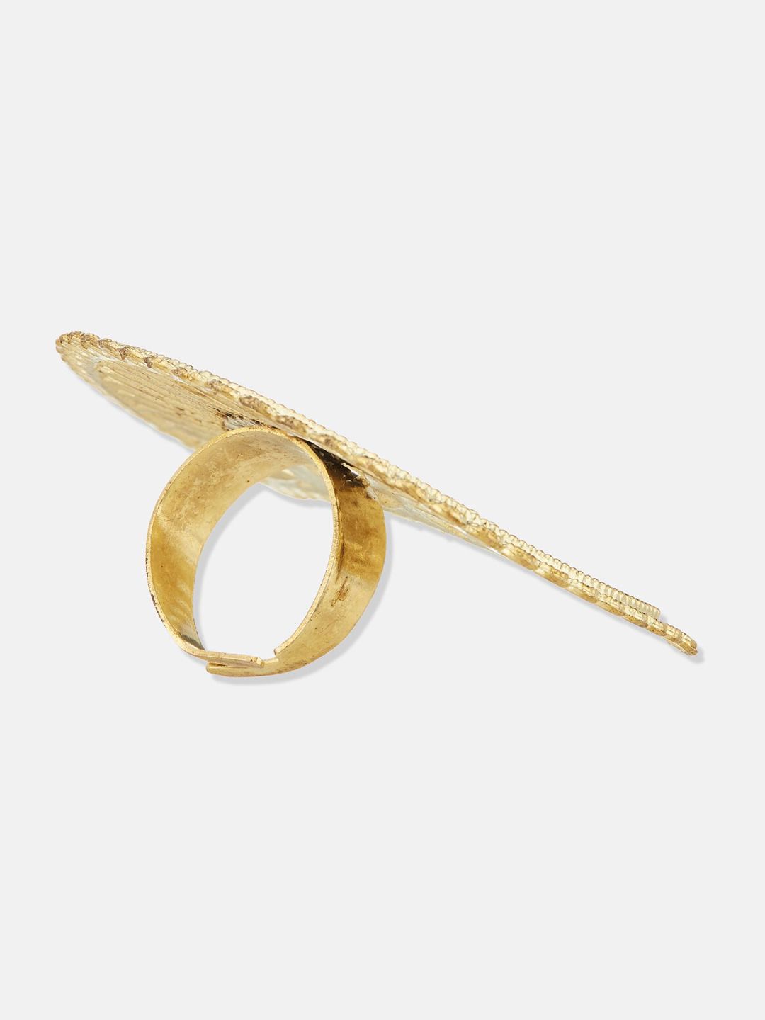 ATIBELLE Gold-Plated German Silver Crescent Moon Shaped Adjustable Finger Ring