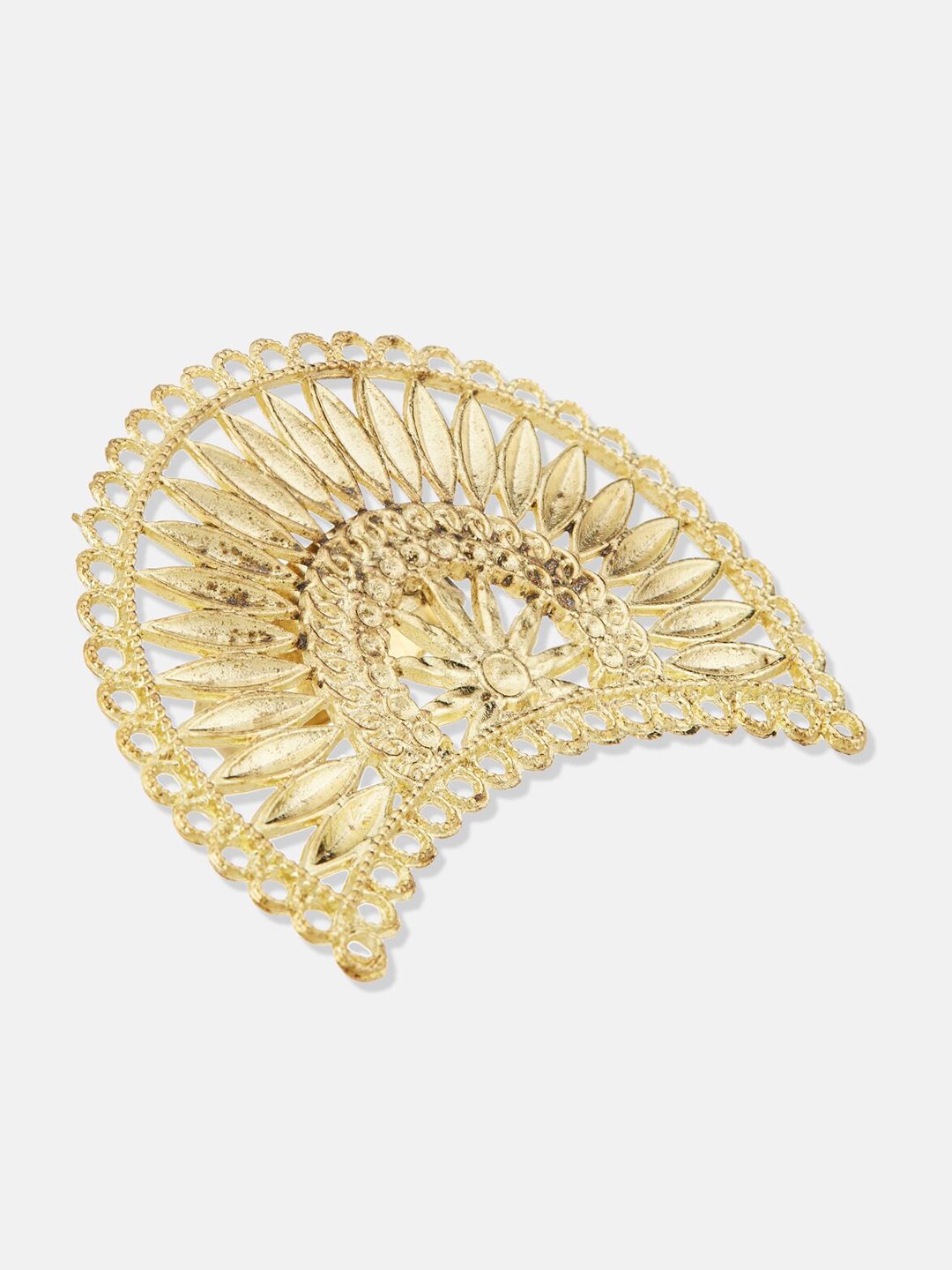ATIBELLE Gold-Plated German Silver Crescent Moon Shaped Adjustable Finger Ring