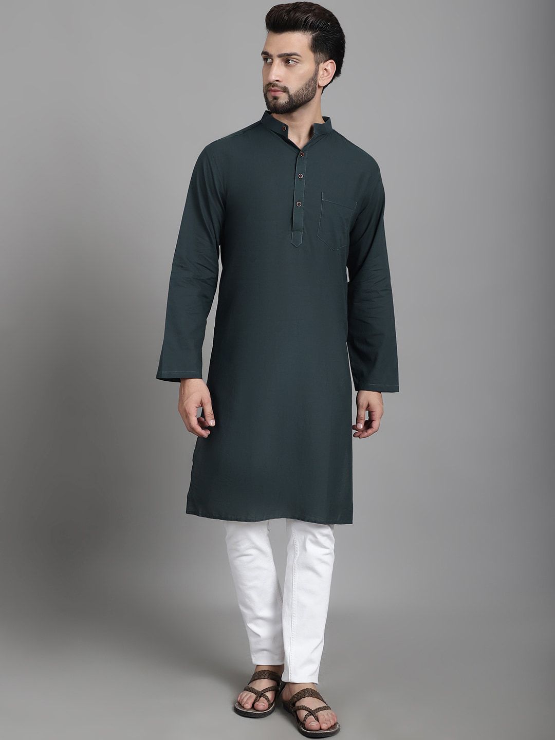 Sayesha Band Collar Straight Pure Cotton Kurta-picture-34