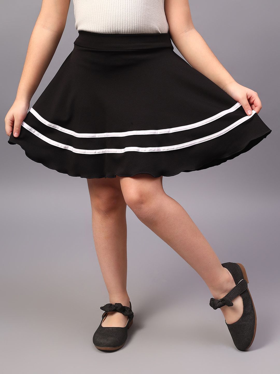 BAESD Girls Striped Flared Skirt With Attached Shorts