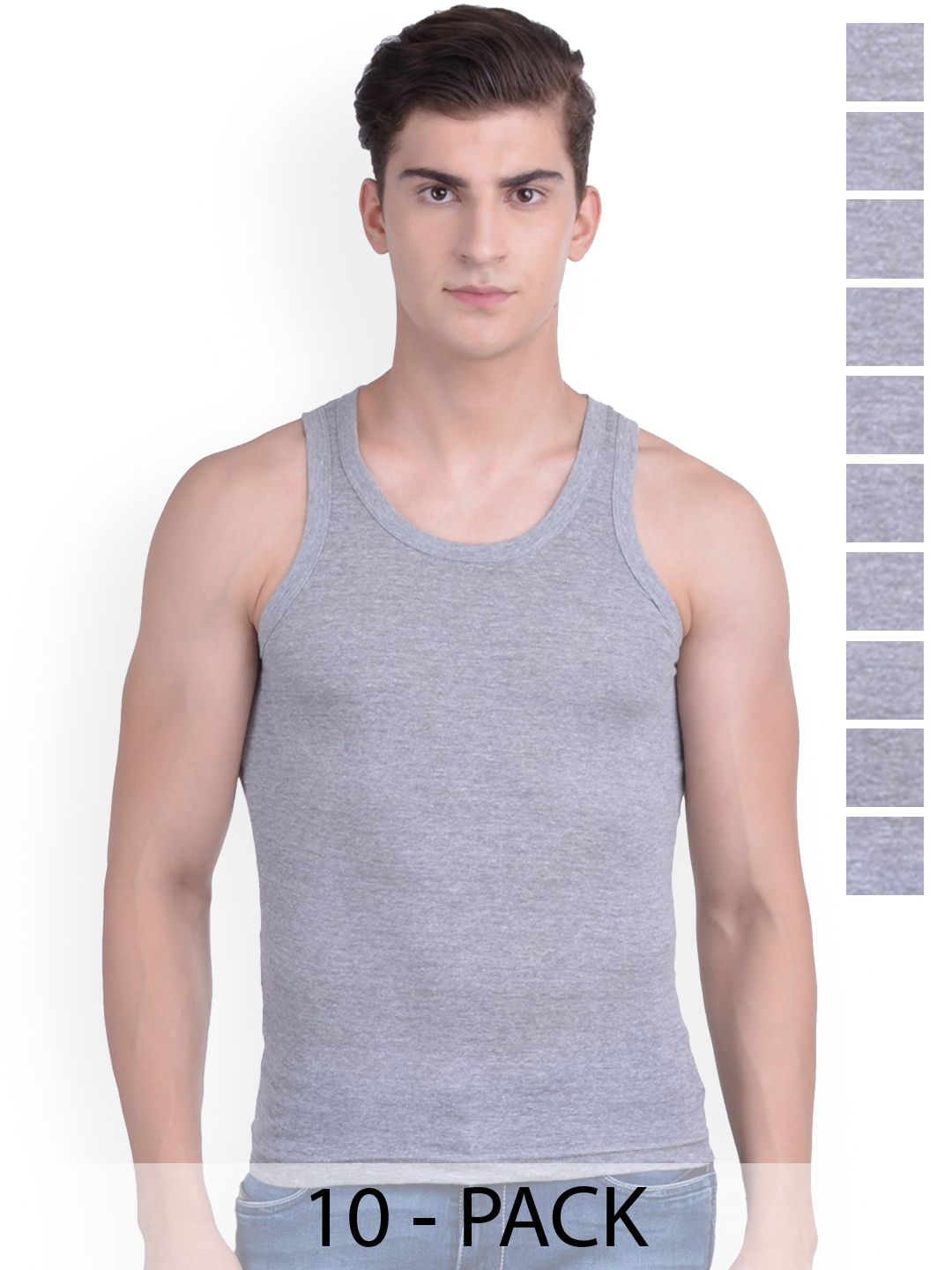 Force NXT Pack Of 10 Cotton Innerwear Vests MNFR-231-GREY-PO10-image-26