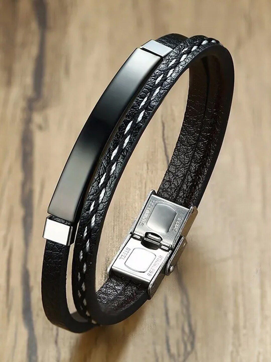 WROGN Men Wraparound Leather Bracelet