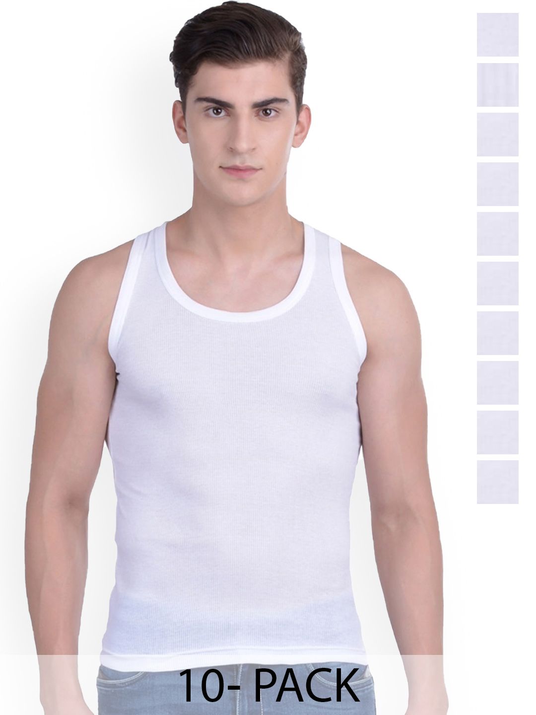 Force NXT Pack Of 10 Cotton Innerwear Vests MNFR-236-WHITE-PO10-picture-12