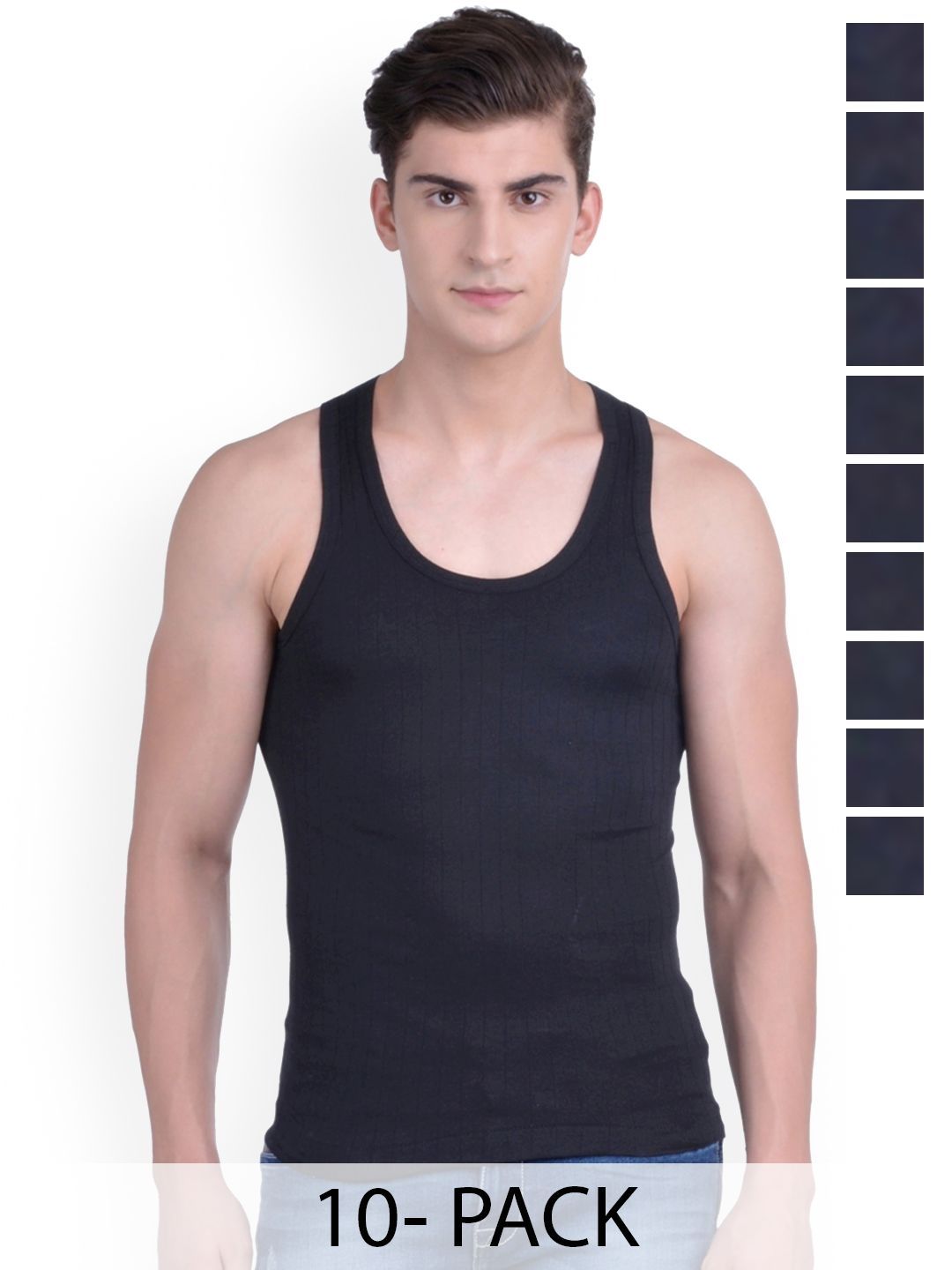Force NXT Pack Of 10 Cotton Innerwear Vests MNFR-241-BLACK-PO10-picture-54