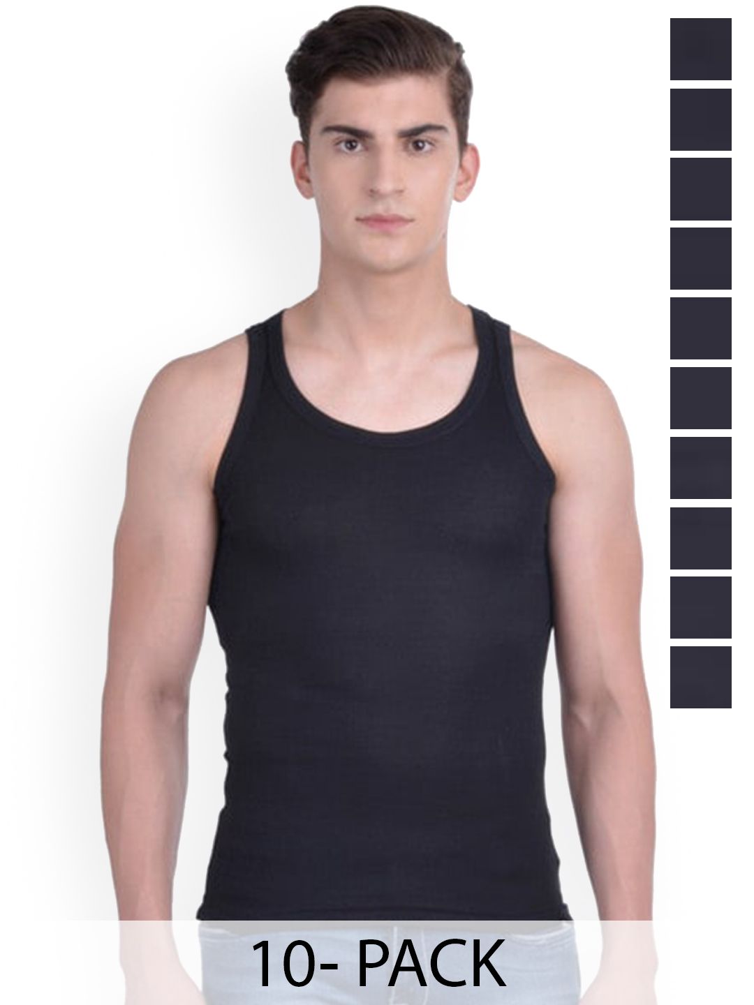 Force NXT Pack Of 10 Cotton Innerwear Vests MNFR-236-BLACK-PO10-picture-38