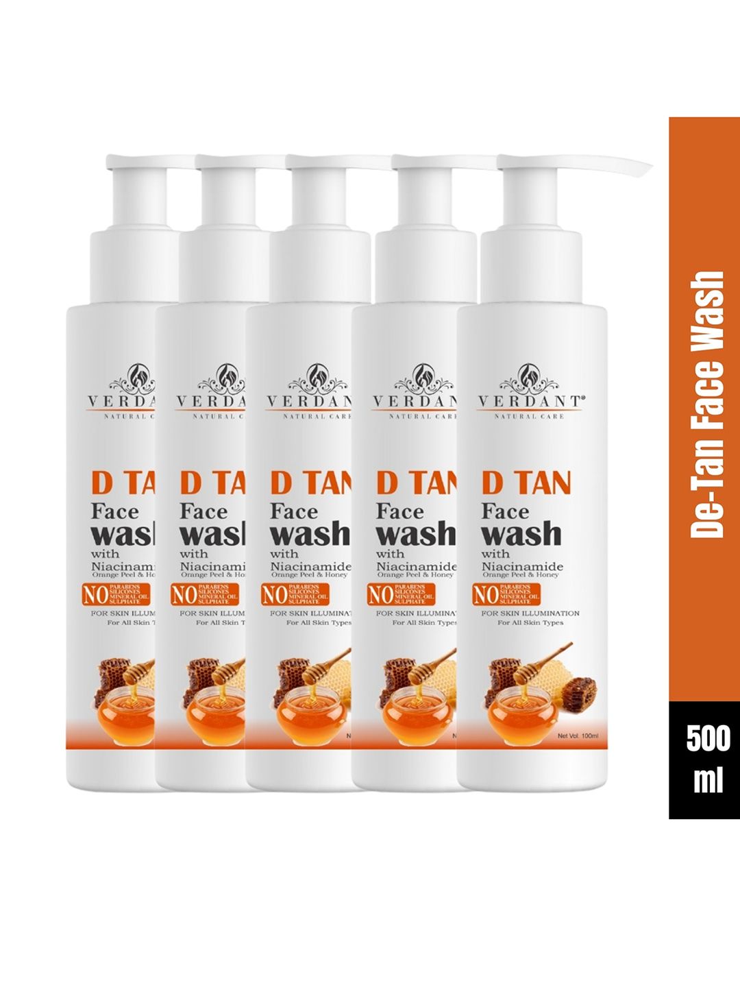 Verdant Natural Care Set Of 5 De Tan Face Wash For Tan Removal - 100ml Each-picture-39