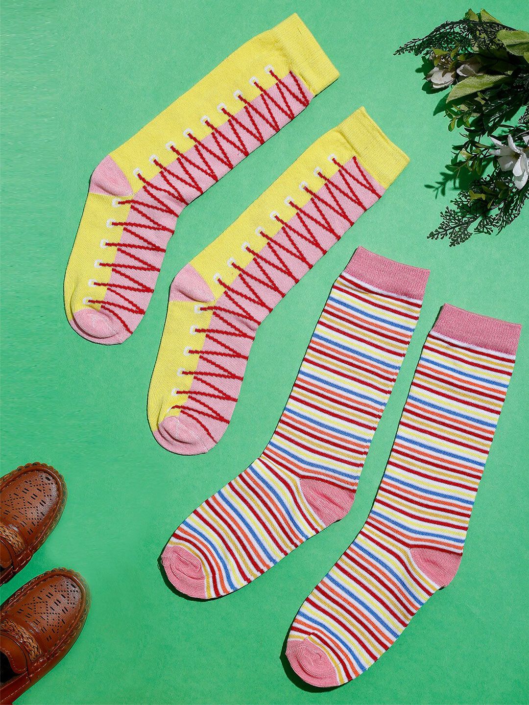 TIPY TIPY TAP Kids Pack Of 2 Patterned Cotton Calf-Length Socks-image-40