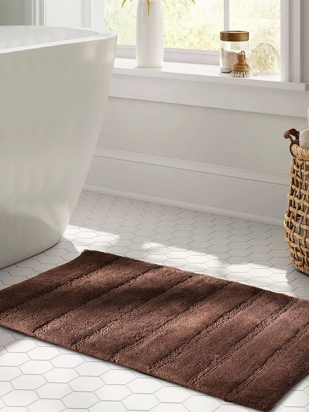 MASPAR Color Art Outline Brown 1800 GSM Cotton Medium Bath Rugs-image-8