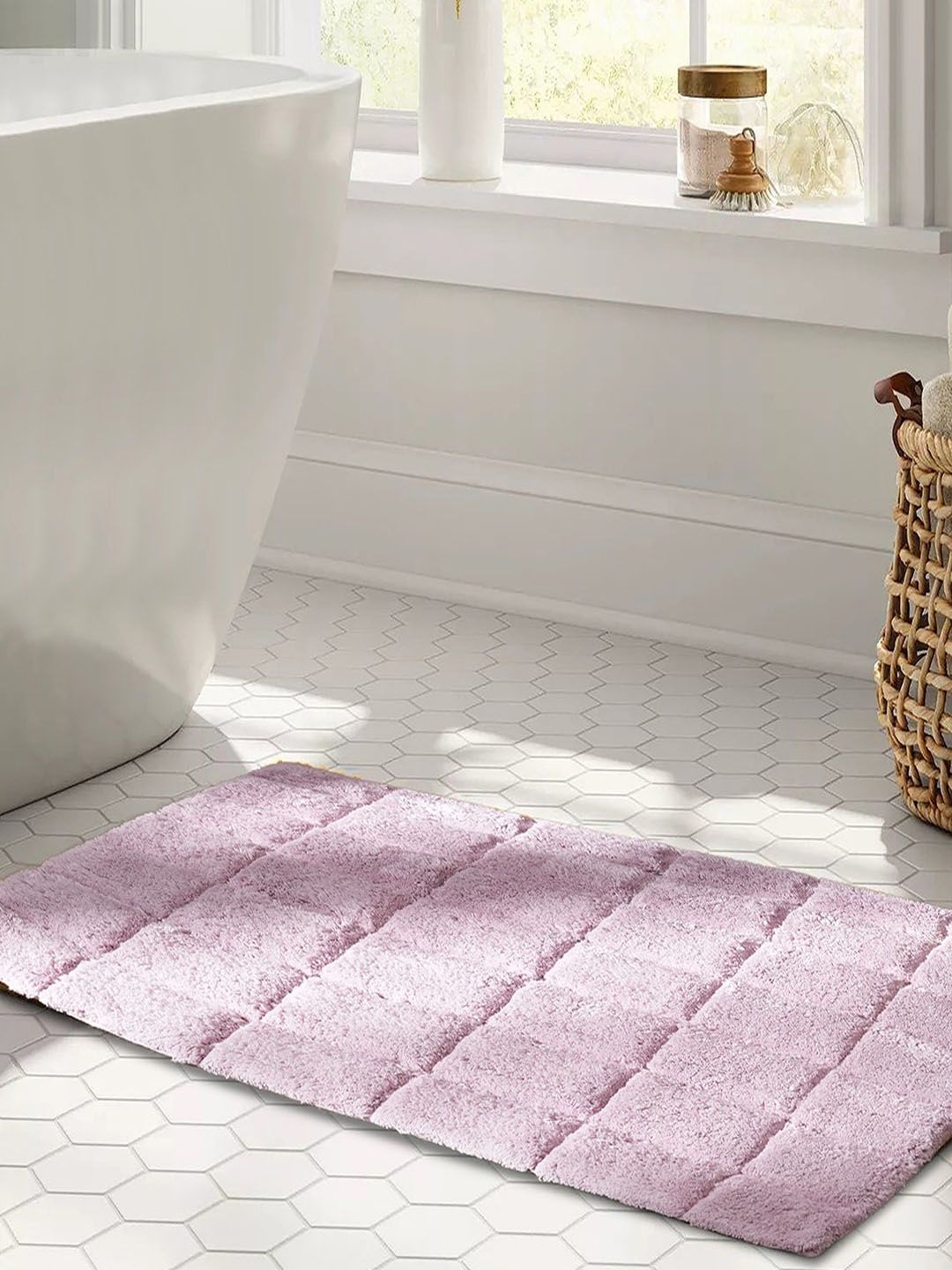 MASPAR Purple Textured 1634 GSM Cotton Small Bath Rugs-image-22