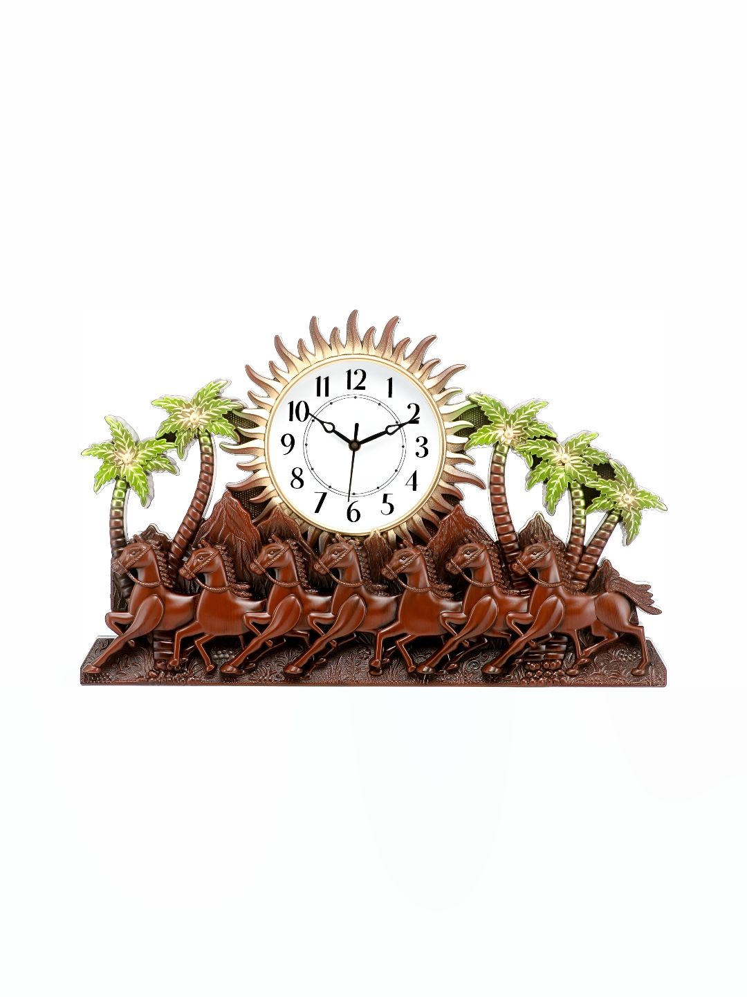 Attractionz Brown & White Textured Round Shaped Contemporary Wall Clock-picture-27