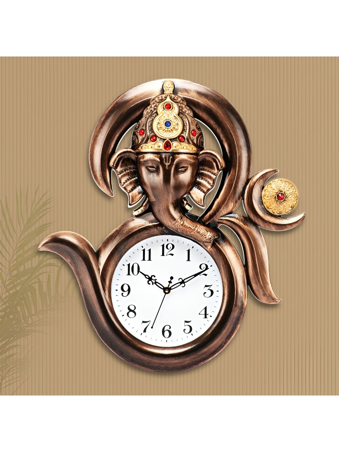 Attractionz Copper Toned & White Round Shaped Traditional Analogue Wall Clock-picture-32
