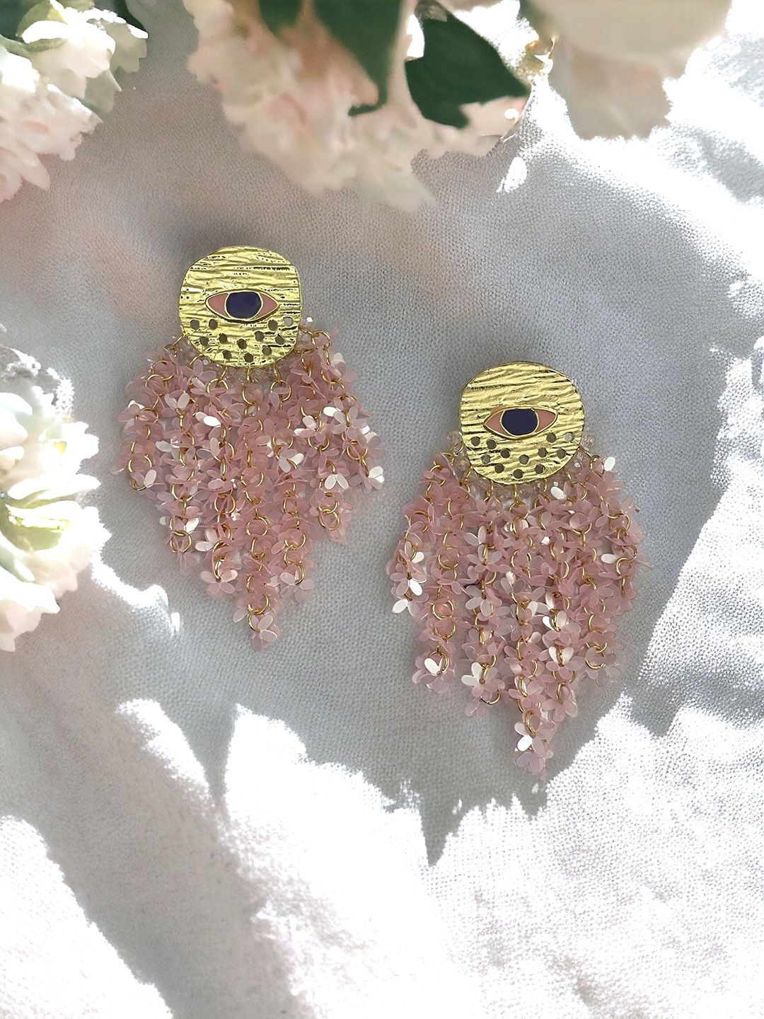 ISHKAARA Gold-Plated Contemporary  Tassel Long Feather Drop Earrings-picture-27