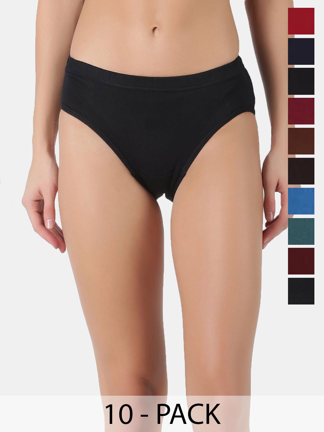 Dollar Pack Of 10 Assorted Pure Cotton Anti-Bacterial Hipster Briefs-picture-13