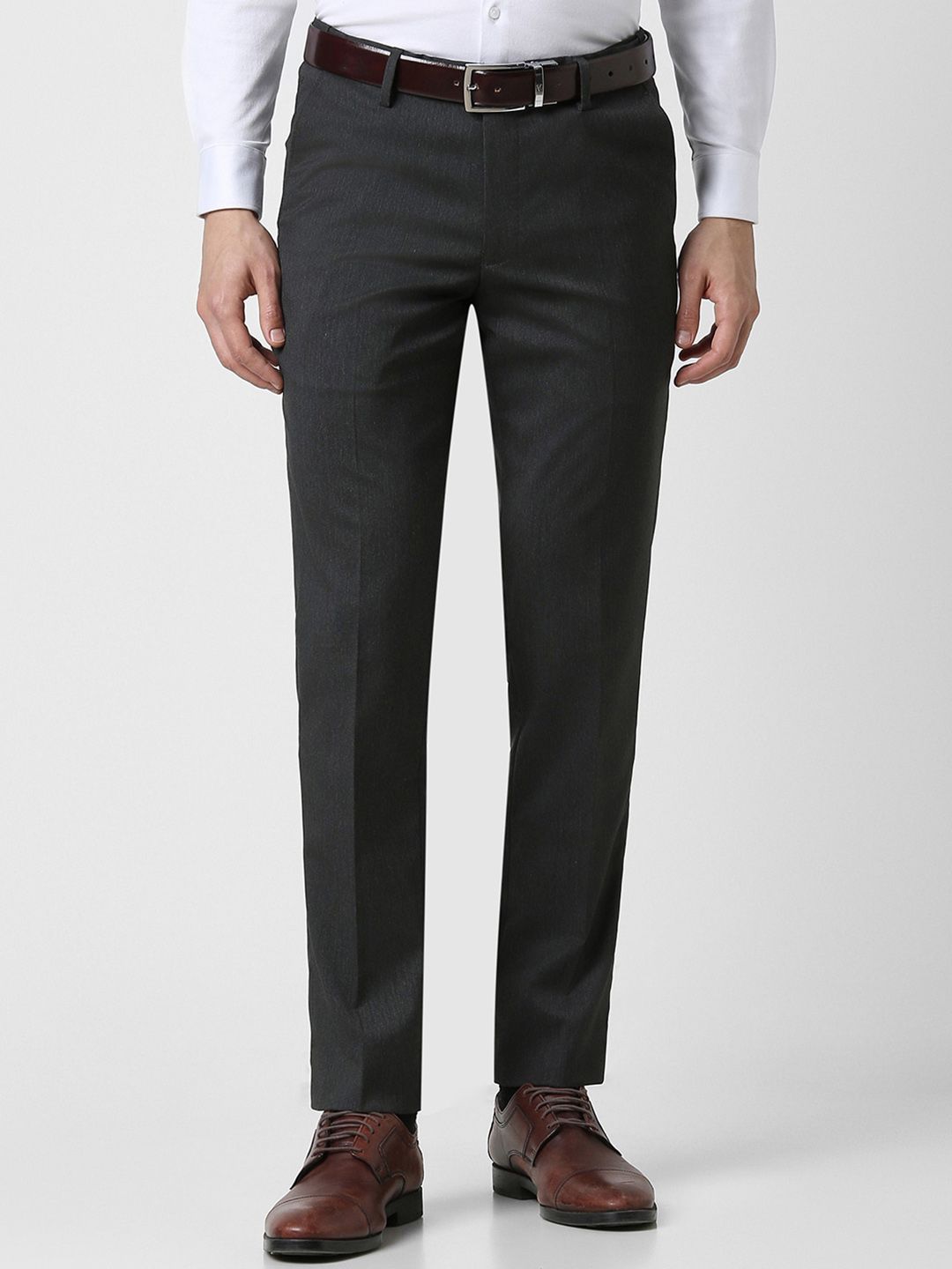 Peter England Men Slim Fit Textured Self Design Formal Trousers-picture-20
