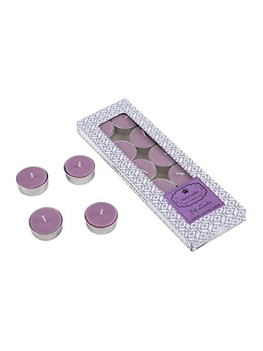 Sitara Crafts Purple & Silver Toned 12 Pieces Scented Tea Light Candles-image-4