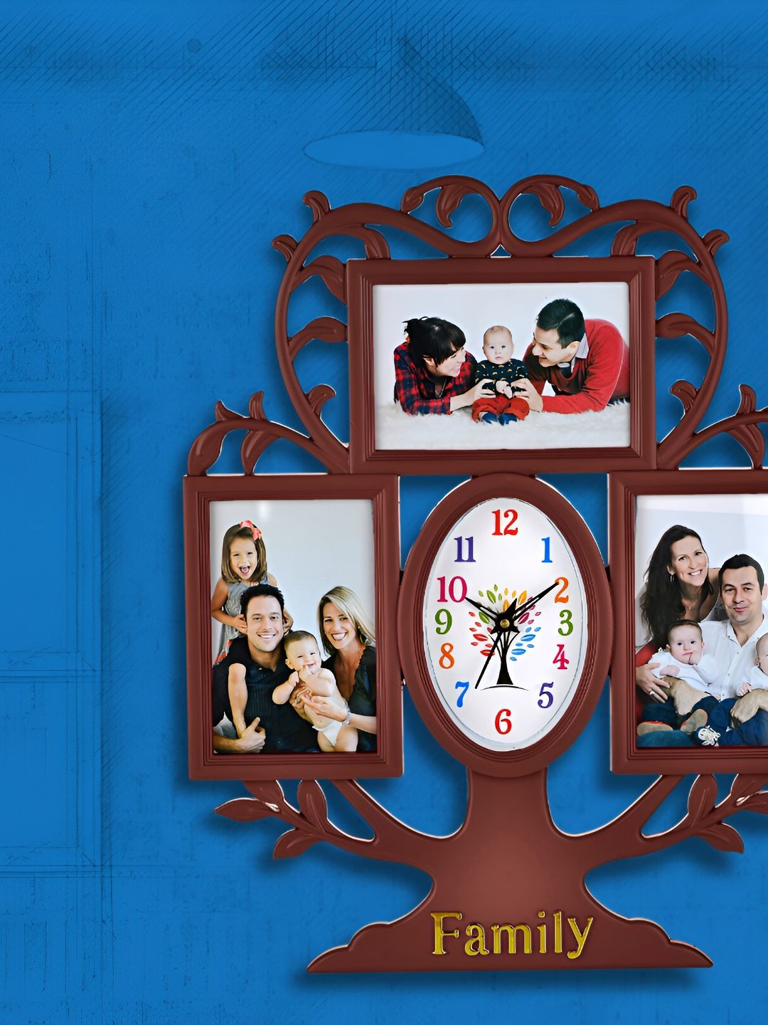 Attractionz Brown & White Textured Oval Shaped Contemporary Wall Clock-picture-29